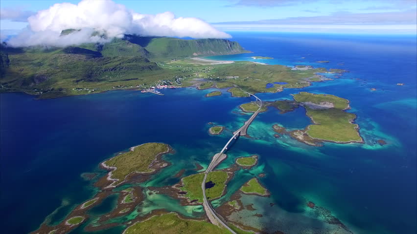 Stock Video Clip of Aerial view of small islands connected by ...