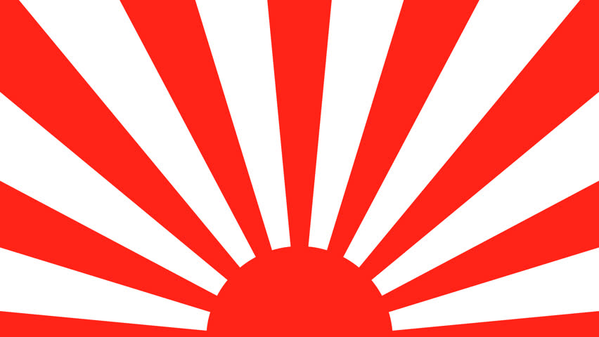 Traditional Japanese Sunburst Art Background. Red Sun Rays Spinning