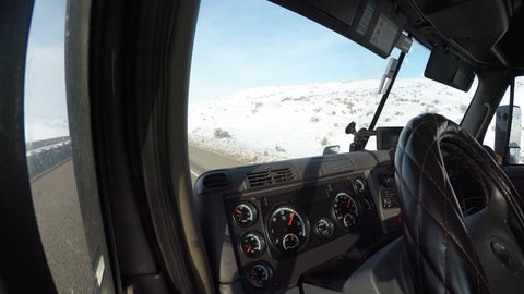 Semi Truck Interior Dashboard Driving Time Stock Footage