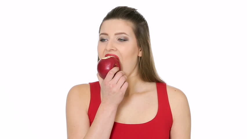 Image result for someone eating a red apple