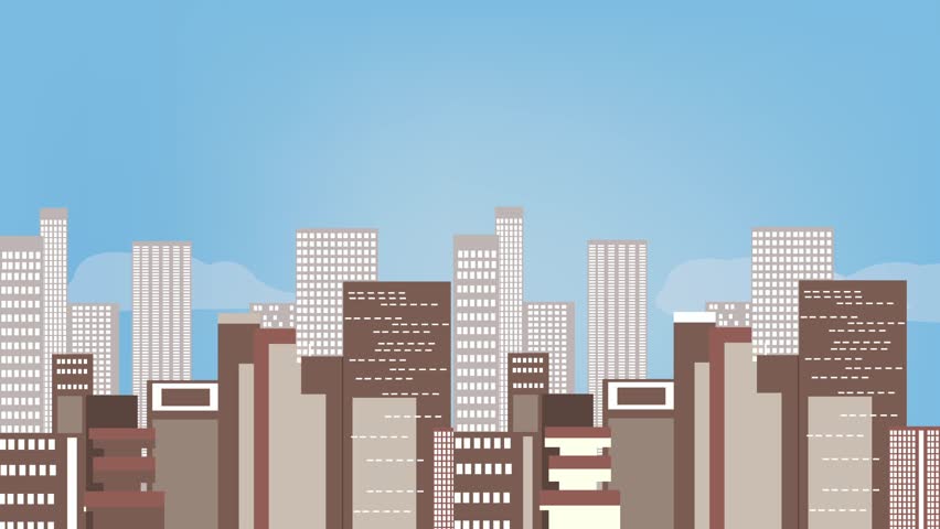 Cartoon Skyline Of Los Angeles, California, USA Transitions From Day To ...