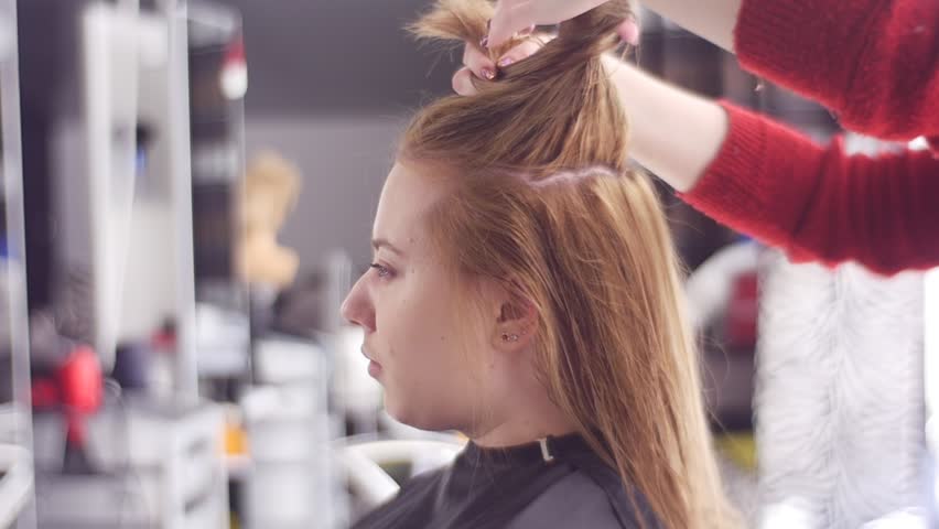 Stylist Clips The Woman Hairs Stock Footage Video 100 Royalty