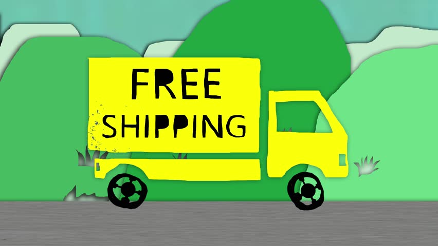 Stop Motion Animation Of A FREE SHIPPING Truck Coming Into The Frame