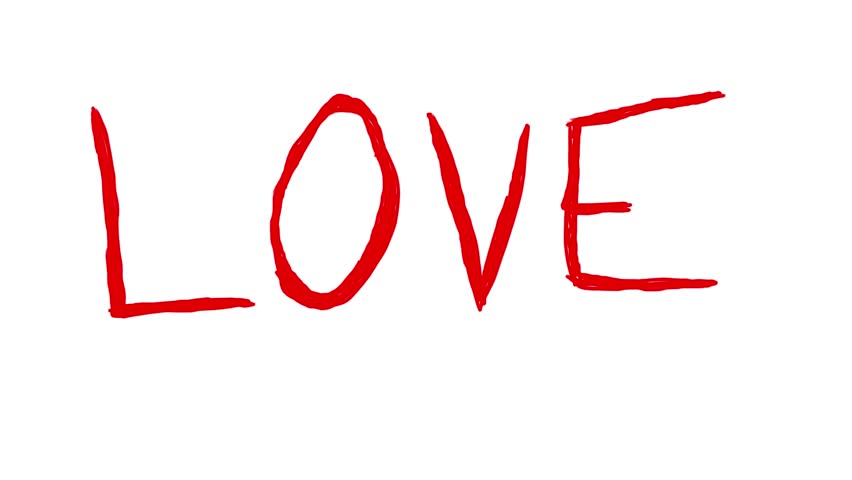 Handmade Red Love Word Doodle Animation Pure White Background Handmade Red Love Word Doodle Animation Pure White Background