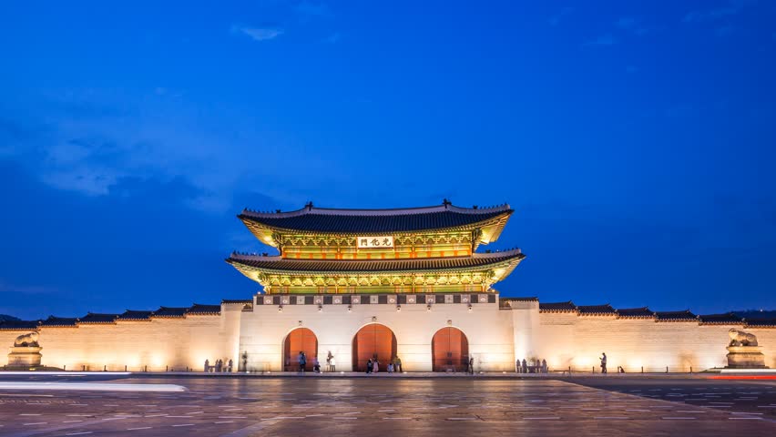 Gyeongbokgung Palace at Night and Stock Footage Video (100% Royalty ...