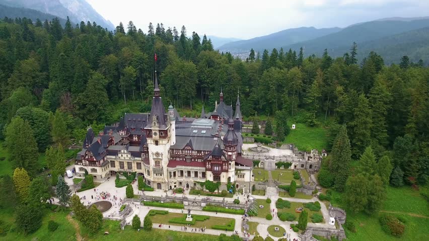 Sinaia, Romania - August 15, 2016: Aerial Shot Of Peles Castle In ...