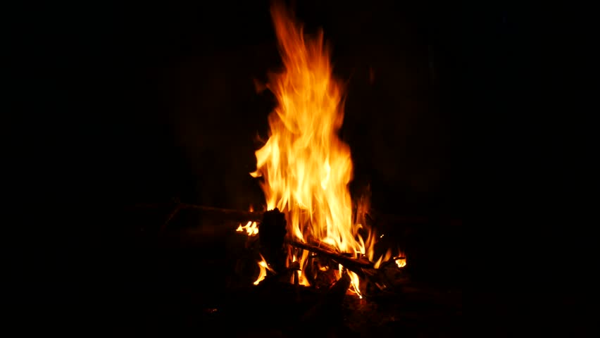 Massive Flames On Bonfire In Cold Winter Night In The Arctic Circle ...