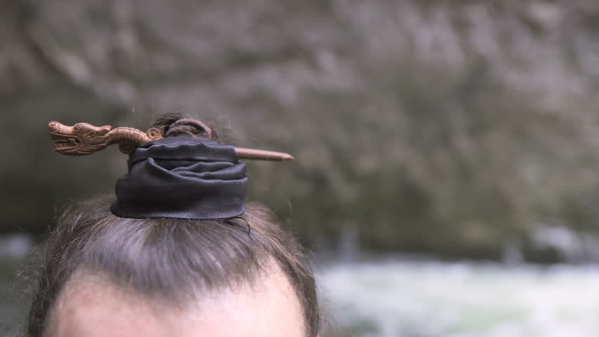 Man Bun Haircut With Dragon Stock Footage Video 100 Royalty Free