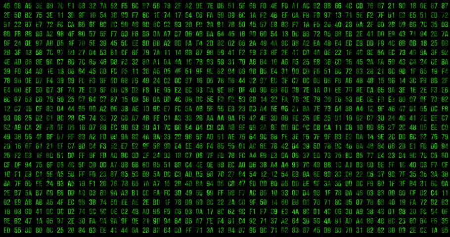 Green 8-Bit Scrolling Binaries Screensaver (30fps). Full Screen Saver ...