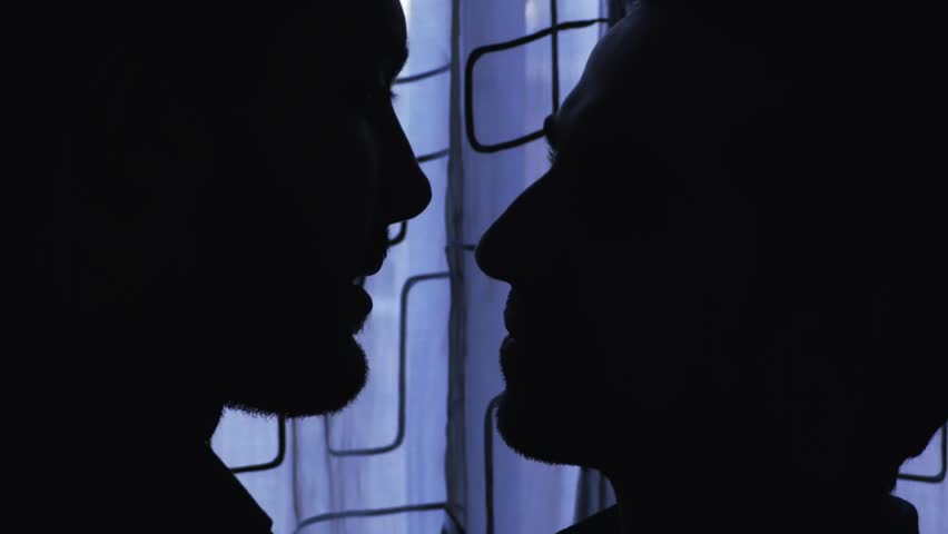 Silhouette Of Gay Men Kissing Stock Footage Video 100