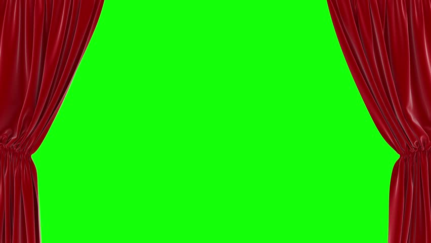 Hd00 10animation Of Opening Red Curtain On Green Screen
