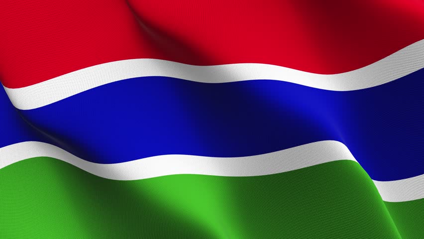 Flag Of Gambia Gently Waving In The Wind. Seamless Loop With High ...