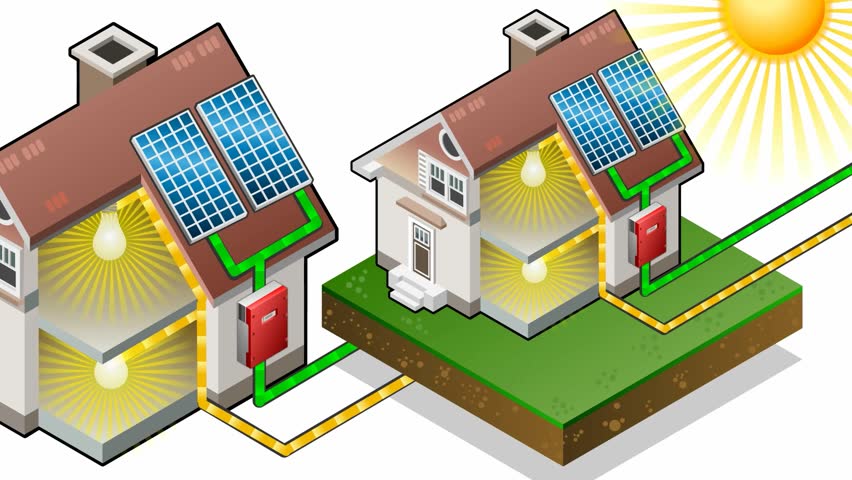 Detailed Animation Of A Solar Panel In Production Of Energy From The ...