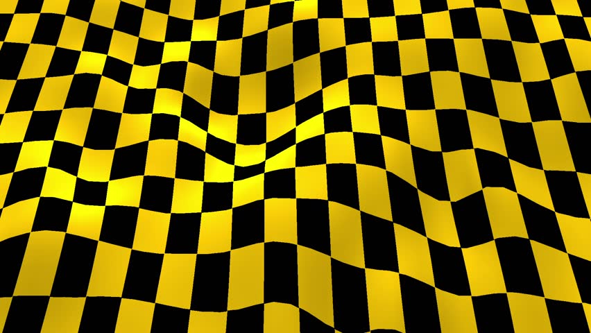 High Quality Video Of Yellow And Black Checkered Flag In 4K Stock