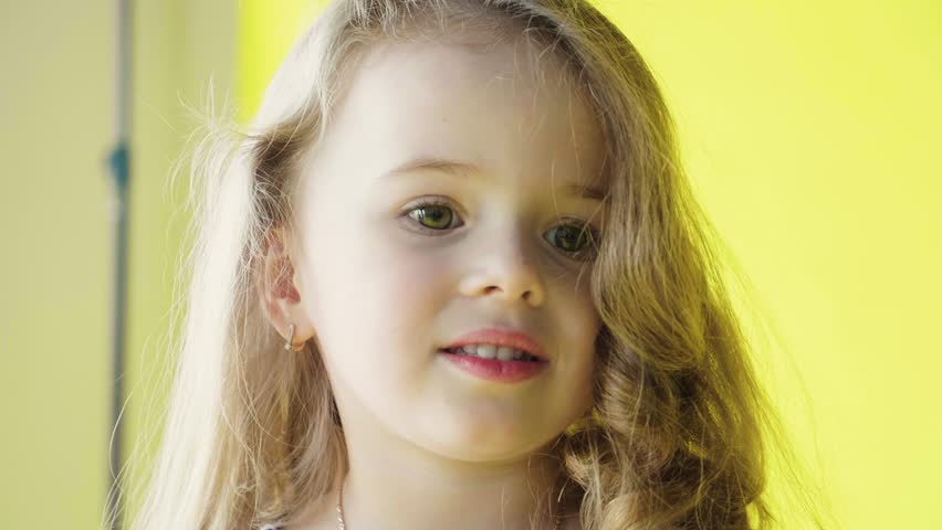 Nice Little Smiling Girl With Stock Footage Video 100 Royalty Free