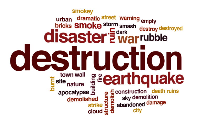 Stock Video Clip of Destruction animated word cloud, text design ...