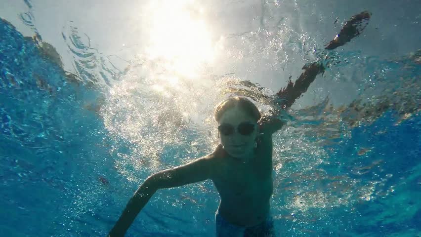 Beauty Young Woman Swimming Underwater In Swimming Pool. Underwater ...