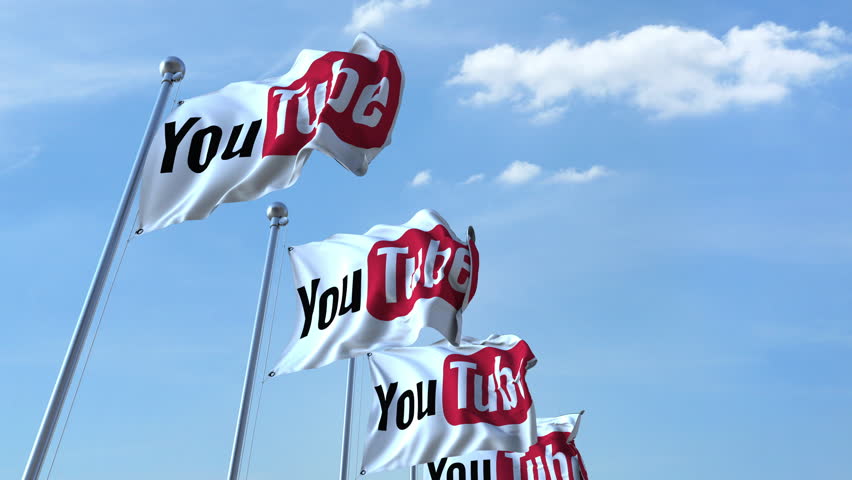 Waving Flags With Youtube Logo Stock Footage Video 100 Royalty