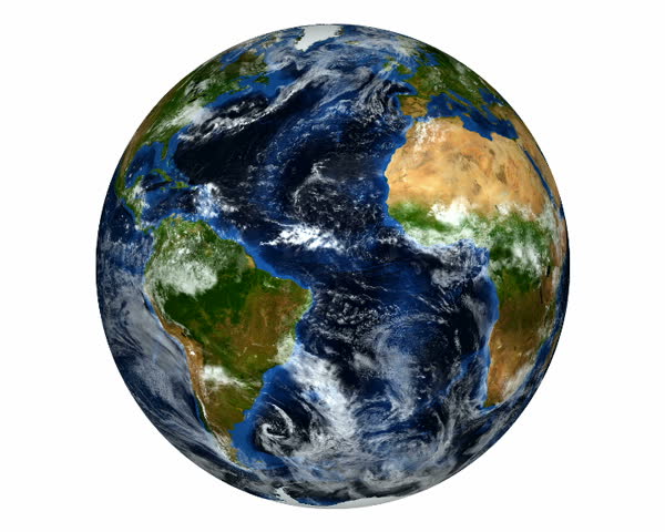 Realistic Earth Rotating On White (Loop). Globe Is Centered In Frame ...