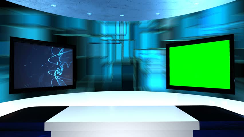 Virtual Studio Background With Animated Green Screen TV Stock Footage ...