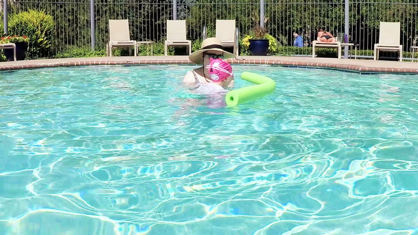 Slow Motion POV Point Of View Mother And Daughter Swimming In