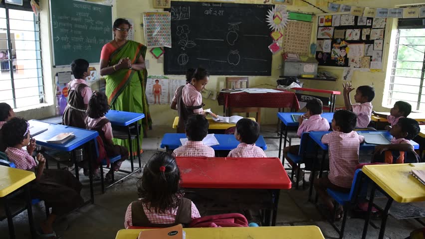 AMRAVATI, MAHARASHTRA, INDIA 22 SEPTEMBER 2017 : Unidentified Teacher ...