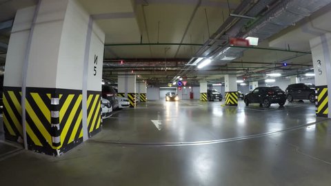 Pov Drive Through Underground Parking Stock Footage Video 100