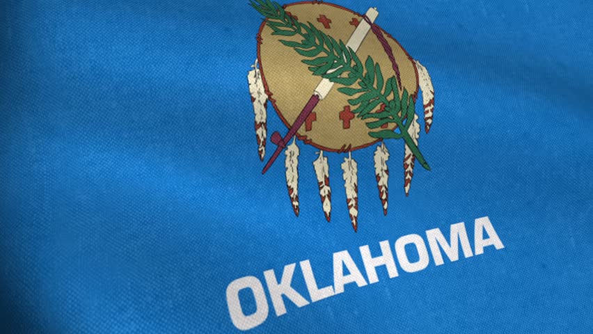 Waving Flag Of The US State Of Oklahoma With A Traditional Osage Nation ...