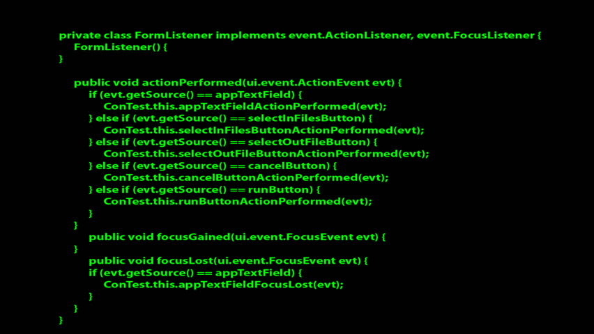 Stock video of java like software source code scrolling 