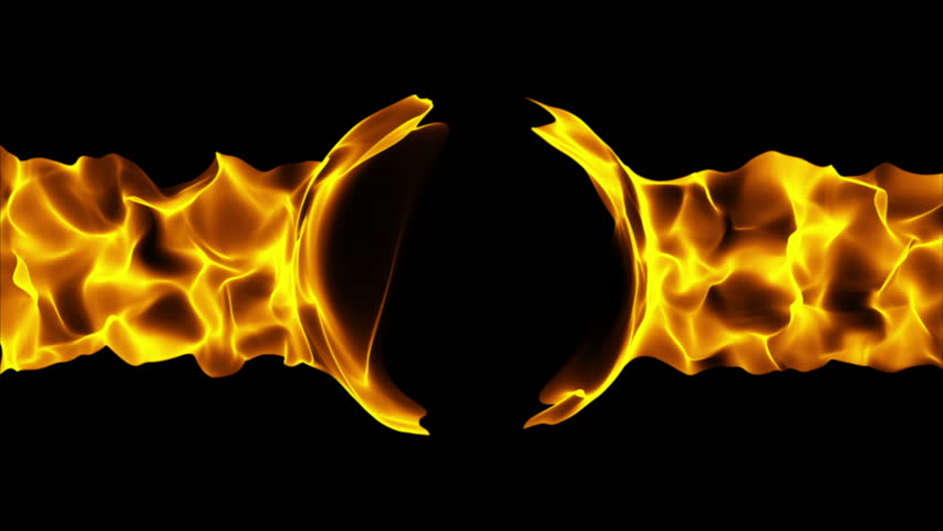 Fire Flame Isolated On Black Background. Square Frame Stock Footage