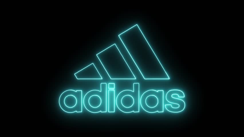 Adidas Logo with Neon Lights. Stock 