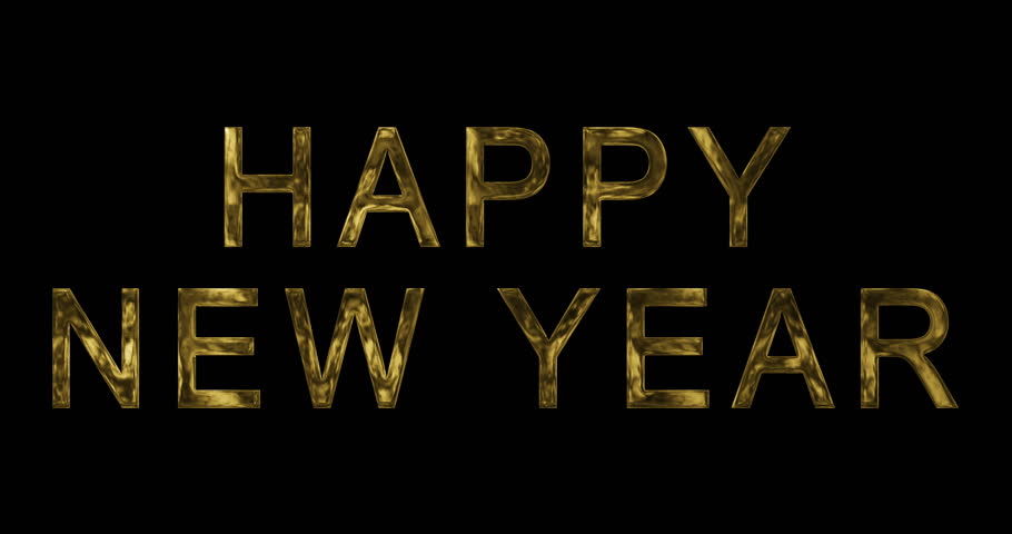 Vintage Yellow Gold Metallic Happy New Year Word Text With Light Reflex ...