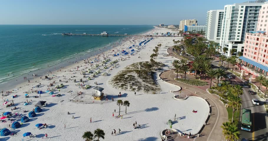 Tampa, Florida/United States - OCTOBER 15, 2017 Clearwater Beach Aerial ...