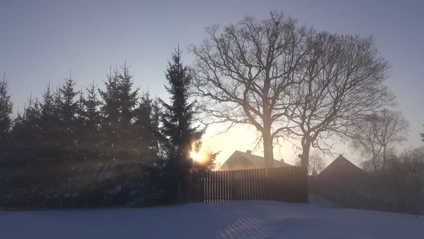Early Winter Morning Sunrise in Stock Footage Video (100% Royalty-free ...