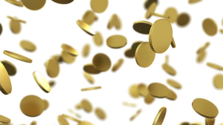 Gold Coins Falling On White. Stock Footage Video (100% Royalty-free