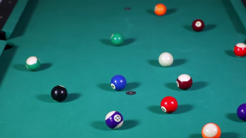 Close Up Shot Of Snooker Balls Spreading On The Pool Table An Opening