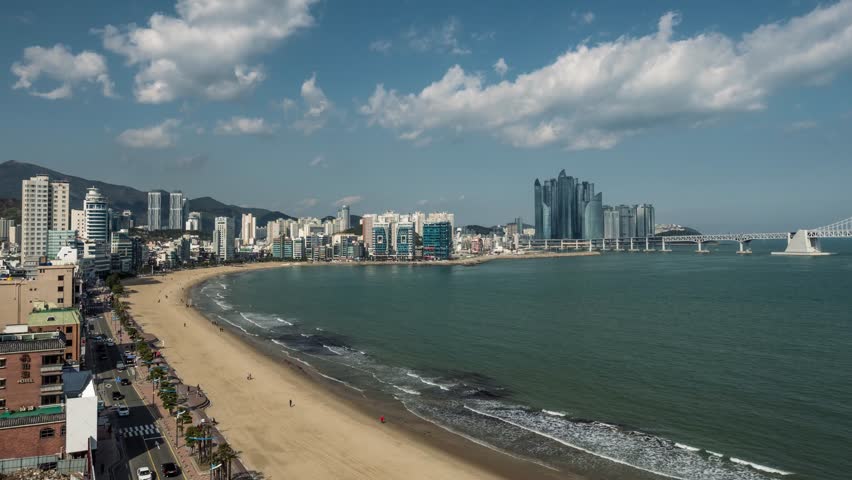 Haeundae Beach skyscrapers in Busan, South Korea image - Free stock