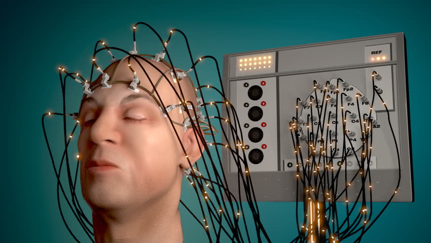 Man Wired To An EEG Machine Or Electroencephalograph Which Produces A ...