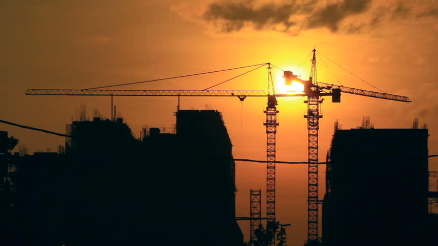 Sunrise Time Lapse Behind Construction Stock Footage Video (100% ...