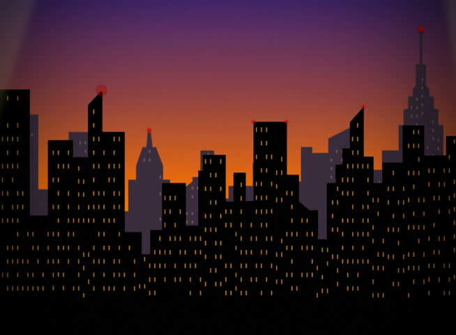 Evening City Skyline Silhouette and Stock Footage Video (100% Royalty ...