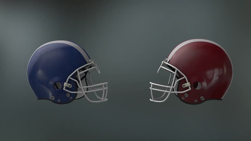 two football helmets