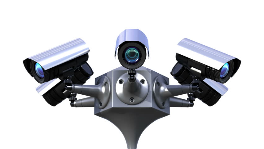 Animation Of Modern Security Camera Rotation. Full HD Video Clip Stock