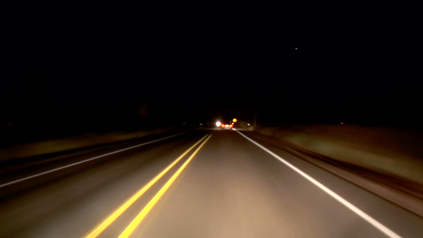 Driving A Car On A Country Road At Night Stock Footage Video 30473311 ...