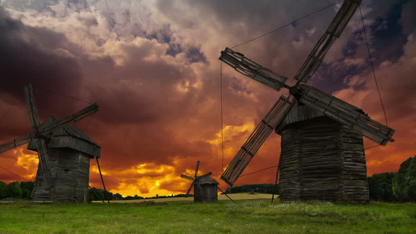 Old Windmills On Sky Background Stock Footage Video 100 Royalty Free 5564765 Shutterstock