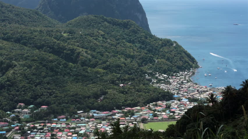 Soufriere St Lucia Coastal Village Stockvideos Filmmaterial