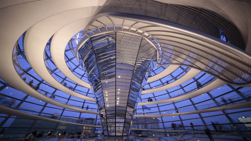 BERLIN - SEPTEMBER 24: People Move On A Spiral Ramp In A Glass Dome Of ...