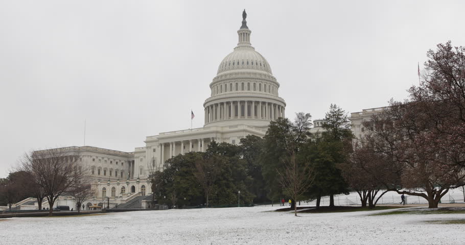 Snow Lawn, United States Capitol Building In Washington DC, USA ...