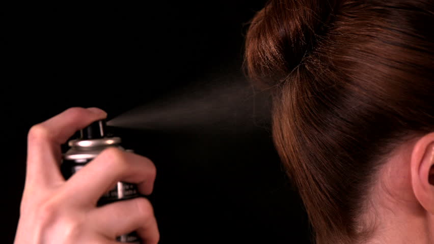 Hairspray Spraying On Models Hairstyle Stock Footage Video (100%