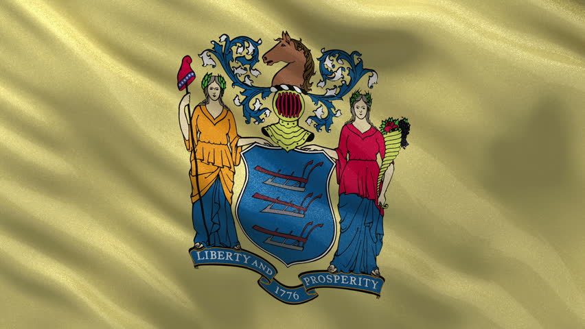 Realistic Ultra-HD New Jersey State Flag Waving In The Wind. Seamless ...