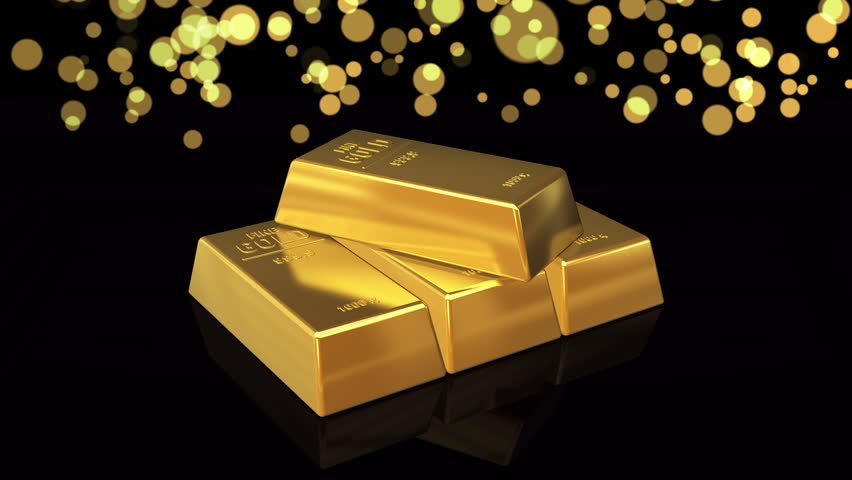 Gold Bars On Black Background Stock Footage Video (100% Royalty-free